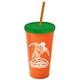 Promotional Personalized 24 oz Stadium Plastic Tumbler Cup With Straw And Lid