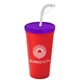 24 oz Stadium Cup With Flex Straw And Lid