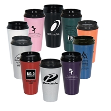16 oz Double Wall Insulated Travel Tumbler w / Black Slider Lid