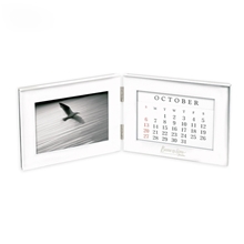 Silvertone Aluminum Folding Perpetual Calendar Photo Frame 4 x 6