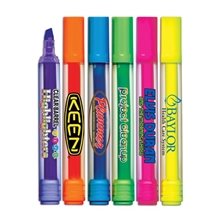 Brite - Spots(R) Broad Tip Jumbo Fluorescent Highlighters - Clear Barrel - Full Color Decal Print - USA Made