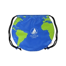 Recycled Polyester Globe Earth Drawstring Bag