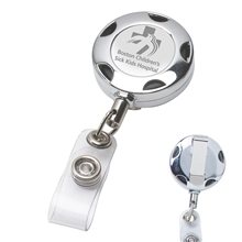 32 Cord Round Chrome Solid Metal Sport Retractable Badge Reel And Badge Holder With Laser Imprint