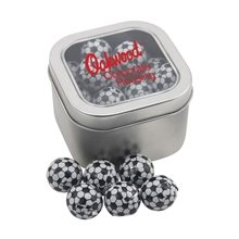 Window Tin with Chocolate Soccer Balls