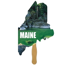 Maine State Shape Fast Hand Fan (1 Side) - Paper Products