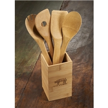 Bamboo 4- piece Kitchen Tool Set and Canister