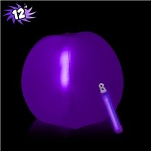 12 Inch Inflatable Beach Balls with one 6 Inch Glow Stick - Purple