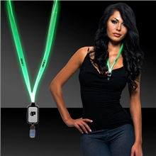 Light Up LED Lanyard with Badge Clip - Green