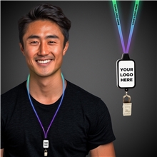 Light Up LED Lanyard with Badge Clip - Rainbow