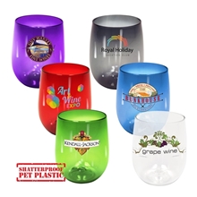 12 oz. Plastic Stemless Wine Glass, Full Color Digital