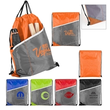 210D Drawstring Backpack With Gray Front Pockets