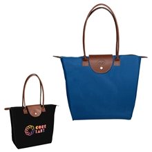 Folding Tote Bag With Leather Flap Closure