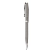 Parker Sonnet Twist Cap Ballpoint Pen, Stainless Steel w / Chrome Trim, Medium Point, Black Ink