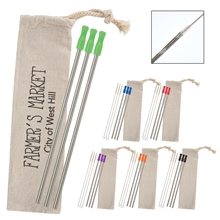 3- Pack Stainless Straw Kit With Cotton Pouch