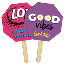 Octagon Sandwich Mini Hand Fan Full Color - Paper Products