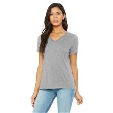 Bella + Canvas Ladies Relaxed Heather CVC Jersey V - Neck T - Shirt