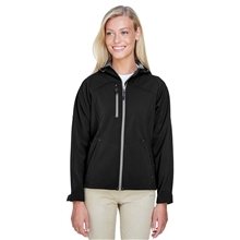 North End Ladies Prospect Two - Layer Fleece Bonded Soft Shell Hooded Jacket