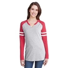LAT Ladies Gameday Mash - Up Long Sleeve Fine Jersey T - Shirt