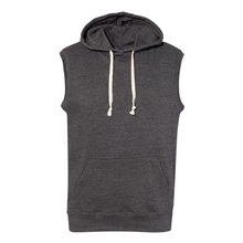 J America Adult Triblend Fleece Sleeveless Hooded Sweatshirt