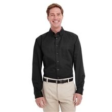 Harriton Mens Foundation Cotton Long - Sleeve Twill Shirt withTeflon