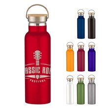 21 oz Full Laser Tipton Stainless Steel Bottle With Bamboo Lid