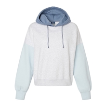 MV Sport - Womens Sueded Fleece Colorblocked Crop Hooded Sweatshirt