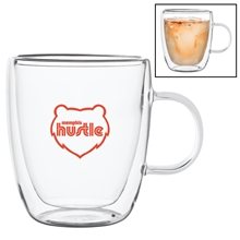 14 oz Double Walled Latte Glass Mug w / Handle