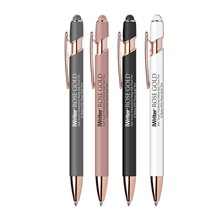 iWriter(R) Rose Gold - Stylus Soft Touch Rubberized Metal Ball Point Pen With Rose Gold Accents