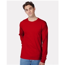 Hanes 6.1 oz Tagless(R) Long - Sleeve Pocket T - Shirt - 5596