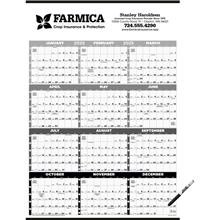 Black White Time Management Span - A - Year Laminated w / Marker