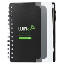 5 x 7 Recycled Dual Pocket Spiral Notebook w Pen