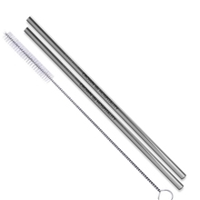 Straight Stainless Steel Straws Set of 2 in Silver