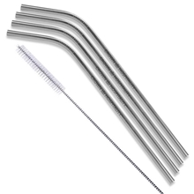 Bent Stainless Steel Straws Set of 4 in Silver