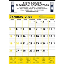 Commercial Planner Wall Calendar Yellow Black 2025, 2+ Imprint Colors