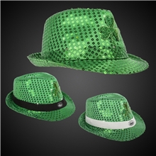 St Patricks Light Up Sequin Fedora Hat