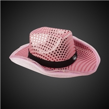 Pink Light Up Sequin Cowboy Hat