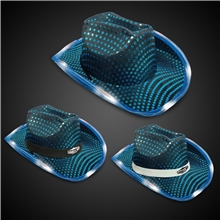 Teal Sequin LED Cowboy Hat