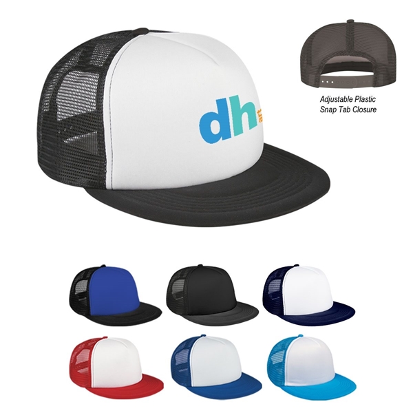 Flat Bill Trucker Hat With Multi Color Choices