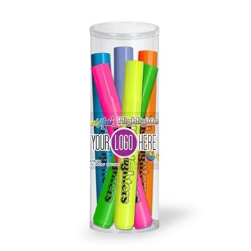 Broadline Fluorescent Highlighters 6 Pack Tube Set with Full Color Decal - USA Made